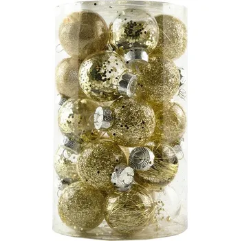 Vánoční dekorace DECOLED Vánoční ozdoby - koule plastové, zlaté, průměr 6 cm, 25 ks