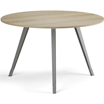 Konferenční stolek Konferenční stůl PRIMO ZEN, průměr 120 cm, šedostříbrná podnož, dub přírodní