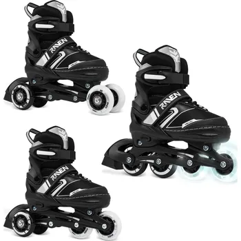Sport RAVEN Kolečkové brusle 3v1 nastavitelná LED kolečka Raven Helixi 34/37 ČERNÁ|ŠEDÁ