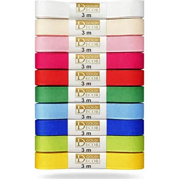 Vánoční dekorace GOLDINA COLORINO taftová 15 mm × 3 m, sada 10 barev