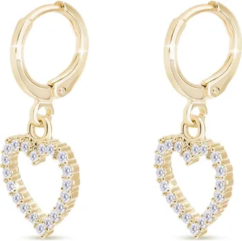 Šperk Biju Pozlacené náušnice 14K kroužky, srdíčko 1003221