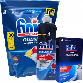 Tableta do myčky Sada do myčky Finish Quantum All-in-1 100 kapslí, sůl a leštidlo