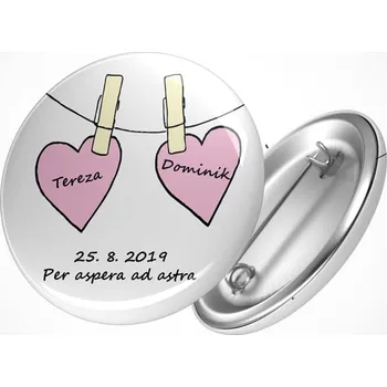 Svatební placka srdce Průměr placky: 25 mm