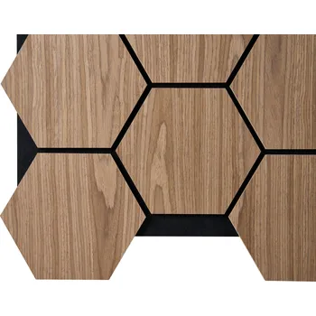 Stavební materiál Fired Up Akustický dřevěný šestiúhelníkový panel Fuse, dekor ořechu