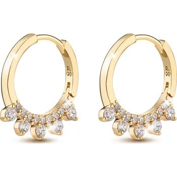 Šperk Biju Pozlacené náušnice 14K, asymetrický kroužek vykládaný zirkony 1002860