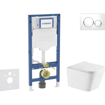 WC sada Geberit Duofix - Set předstěnové instalace, klozetu Arkas I a sedátka softclose, tlačítko Sigma20, bílá/chrom SANI11CA31140