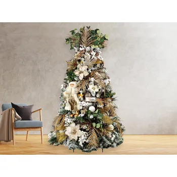 LAALU Vánoční stromek zdobený - NĚŽNÁ CHAMPAGNE, 169 ks ozdob, 270 cm