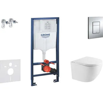 WC sada Grohe Rapid SL - Set předstěnové instalace, klozetu Oudee a sedátka softclose, tlačítko Skate Cosmopolitan, chrom SANI11BA1107
