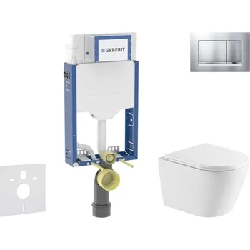 WC sada Geberit Kombifix - Set předstěnové instalace, klozetu Nefia a sedátka softclose, tlačítko Sigma20, lakovaný chrom mat/chrom SANI15CA2103