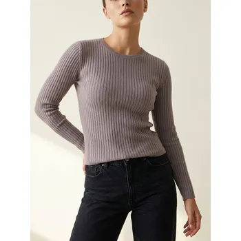 Dámský svetr Sinsay - Klasický žebrovaný svetr - béžová - 651IJ-08X - 651IJ-08X-L