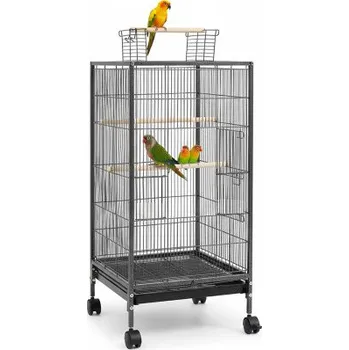 Ptačí klec s kolečky 592364 black, výška 100 cm, černá - A YAHEETECH