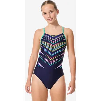 Dámské plavky DECATHLON Dívčí jednodílné plavky Lexa 14 LET MODRÁ|VÍCEBAREVNÁ