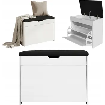 Botník BOTNÍK S MDF SEDÁKEM 57X30X53CM BÍLÝ, 3 POLICE