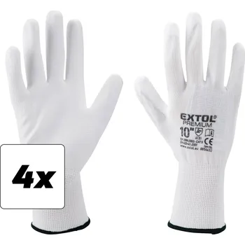 Pracovní oblečení EXTOL PREMIUM Rukavice z polyesteru polomáčené v PU, bílé, velikost 10", sada 4 ks