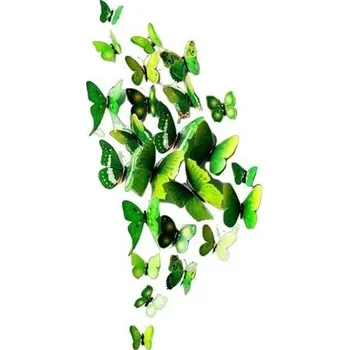 Vánoce Sada zelených dekoračních motýlů 12ks