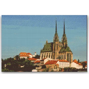 Diamantové malování Painting Queens Diamantové malování Katedrála Petrov Brno, 40 × 60 cm, s rámem, hranaté