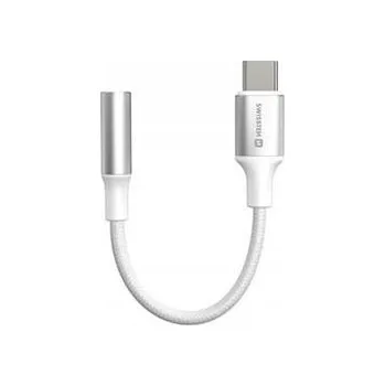 Datový kabel AUDIO ADAPTÉR SWISSTEN TEXTILE USB-C (samec) / 3,5mm AUX 0,15 M BÍLÝ (nahrazuje 73501302)