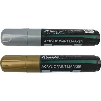 Artmagico akrylový popisovač Jumbo 15 mm, 2 ks, zlatý, stříbrný