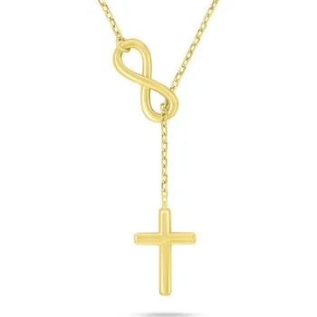 Oblečení a móda Brilio Silver Pozlacený dámský náhrdelník Nekonečno a Křížek NCL195Y (Ag925/1000, 3,14 g)