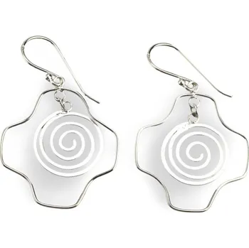 Náušnice Oriental stříbrné náušnice visací spirála s křížem