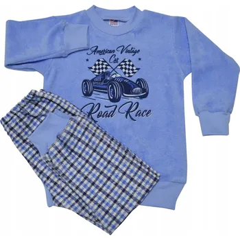 Chlapecké pyžamo CHLAPECKÉ FROTTÉ PYŽAMO AUTO MODRÉ SVĚTLÉ/KOSTKA 116 SUTEX
