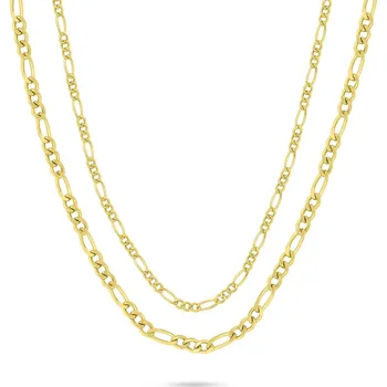 Šperk Brilio Silver Dvojitý pozlacený náhrdelník Figaro NCL196Y (Ag925/1000, 5,49 g)