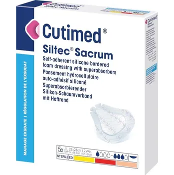 Krytí na ránu Cutimed Siltec Sacrum Neadhesivní Pěnové Krytí 23x23cm 5 Ks