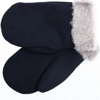 Rukavice Splus Pánské kožešinové palčáky PAP112 černé velurové se světlým vlasem kožešiny