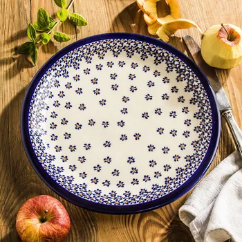 Talíř Mělký jídelní talíř Keramika Bolesławiec 27,5 cm - dek. 882A (druhý druh)