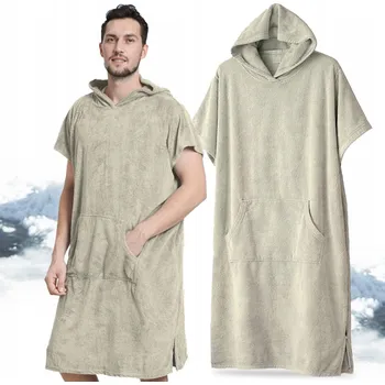 RUČNÍK PONČO S KAPUCÍ PRO DOSPĚLÉ POKRÝVKA MORSOVÁNÍ KHAKI