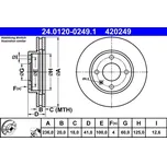 ATE 420249 brzdový kotouč 24.0120-0249.1, sada 2 ks, sada 2 ks