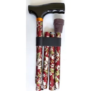 Sundo Skládací podpůrná hůl, výška 85 - 95 cm, květinová burgundská