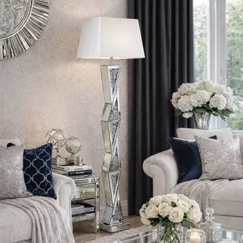 Stojací lampa Stojací lampa Bellacasa, glamour styl, patice E27, 60 W, šedá