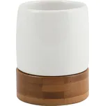 Spirella Kelímek na zubní kartáčky TALLINN, keramika, dřevo, bílý