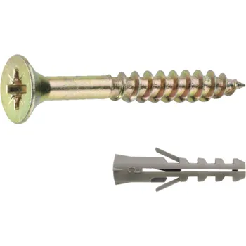 Hřebík CONNEX Sada univerzálních vrutů 4,0 × 40 mm PZ a hmoždinek, 25 kusů