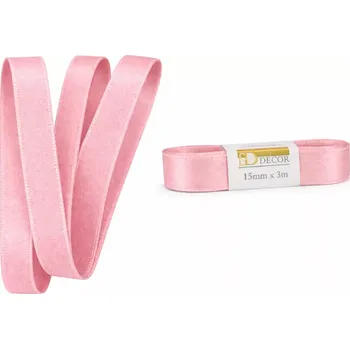 Stuha Stuha taftová SOFT PINK světle růžová 15mm x 3m (6,-Kč/m) (Stuha taftová, barva světle růžová, oboustranná, tkaním zesílené okraje, skládaná)