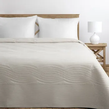 Přehoz na lůžko Prošívaný přehoz 220x240 cm s geometrickým vzorem, krémový