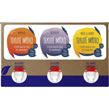 Péče o ruce AlzaEco mýdlo (Mango, Lavender, Milk & Honey) 3× 1,5 l