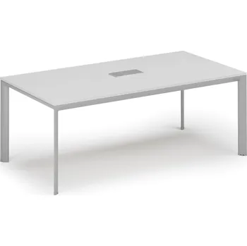 Kancelářská sestava Jednací stůl PRIMO INVITATION, 240x120 cm, bílá + stolní zásuvka TYP II, stříbrná