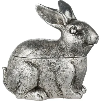 Velikonoční dekorace LENE BJERRE Velikonoční dekorace - Dóza králík stříbrný, 18 x 18 cm