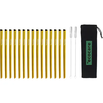 ECOCARE Ekologická kovová brčka Srdce Zlatá 15 ks