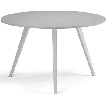 Konferenční stolek Konferenční stůl PRIMO ZEN, průměr 120 cm, bílá podnož, šedá