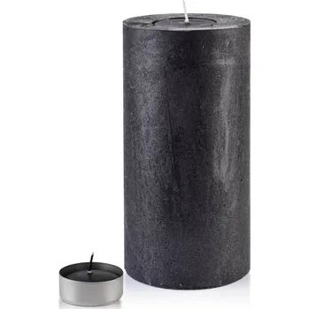 Svícen Střední svícen Rustic 24 cm černý
