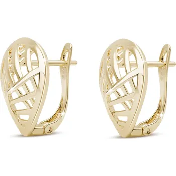 Šperk Biju Pozlacené náušnice 14K, asymetrický lístek s průřezy 1002881