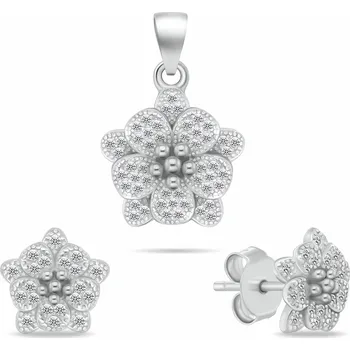 Brilio Silver Květinová stříbrná sada šperků se zirkony SET264W (Ag925/1000, 3,97 g)