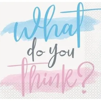 Utěrka Unique Ubrousky gender reveal, kluk nebo holka, 32 × 32 cm, 16 ks