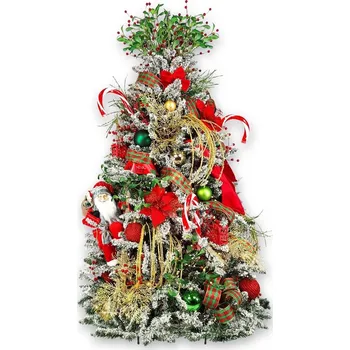 LAALU Vánoční stromek zdobený - SANTA CLAUS, 87 ks ozdob, 210 cm