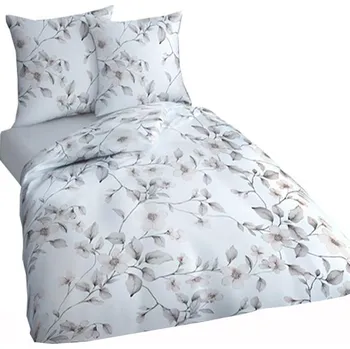 Povlečení 4sleep Flanelové povlečení 140/220 + 70/90 - 5009C Květy krémové