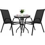 Sada zahradního nábytku Springos, černý kov, kulatý stolek a 2 židle