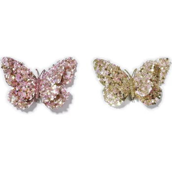 LAALU Sada 2 ks dekorací: Motýlci na klipu mix 12 cm